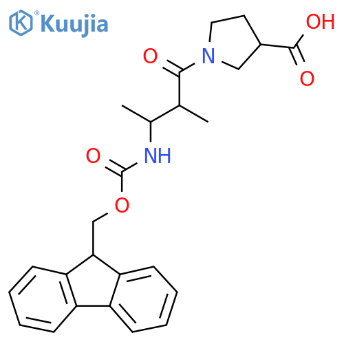 1-3-({(9H-fluoren-9-yl)methoxycarbonyl}amino)-2-methylbutanoylpyrrolidine-3-carboxylic acid structure