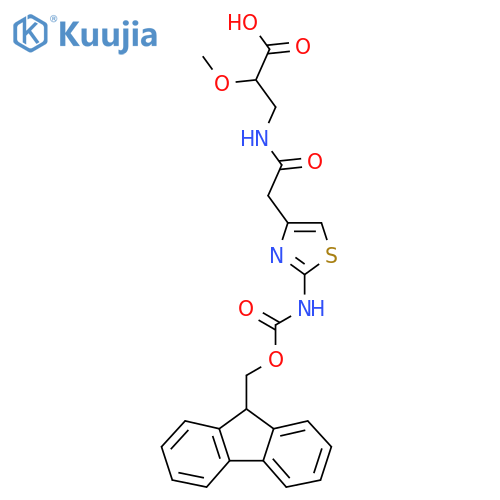 3-{2-2-({(9H-fluoren-9-yl)methoxycarbonyl}amino)-1,3-thiazol-4-ylacetamido}-2-methoxypropanoic acid structure