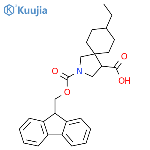 8-ethyl-2-{(9H-fluoren-9-yl)methoxycarbonyl}-2-azaspiro4.5decane-4-carboxylic acid structure