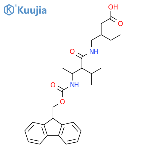 3-{3-({(9H-fluoren-9-yl)methoxycarbonyl}amino)-2-(propan-2-yl)butanamidomethyl}pentanoic acid structure