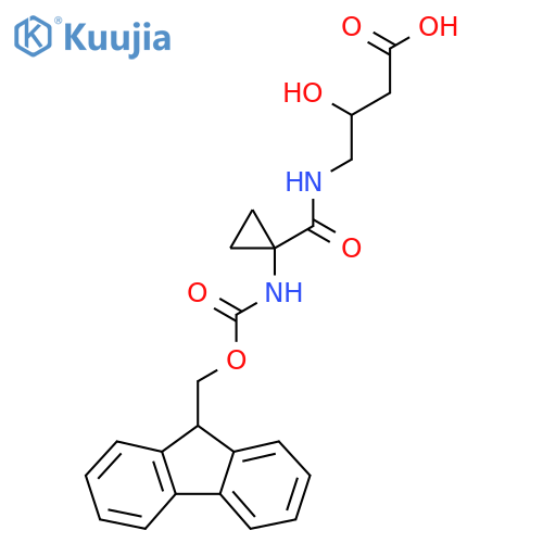 4-{1-({(9H-fluoren-9-yl)methoxycarbonyl}amino)cyclopropylformamido}-3-hydroxybutanoic acid structure