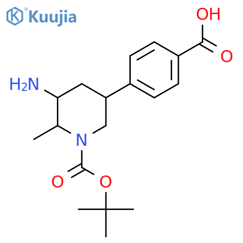 4-{5-amino-1-(tert-butoxy)carbonyl-6-methylpiperidin-3-yl}benzoic acid structure