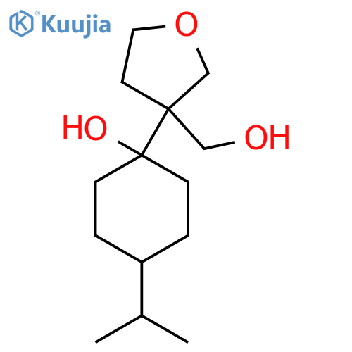 1-3-(hydroxymethyl)oxolan-3-yl-4-(propan-2-yl)cyclohexan-1-ol structure