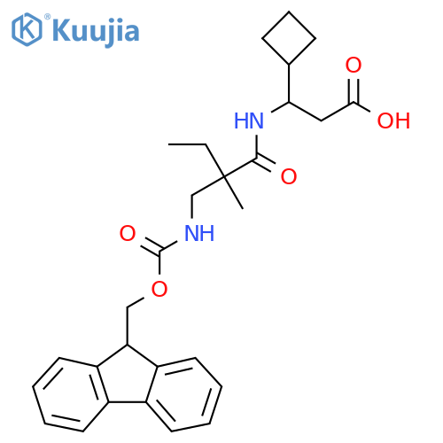 3-cyclobutyl-3-{2-({(9H-fluoren-9-yl)methoxycarbonyl}amino)methyl-2-methylbutanamido}propanoic acid structure