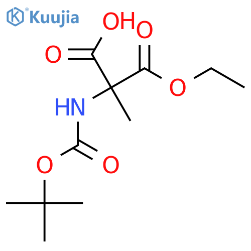 2-{(tert-butoxy)carbonylamino}-3-ethoxy-2-methyl-3-oxopropanoic acid structure