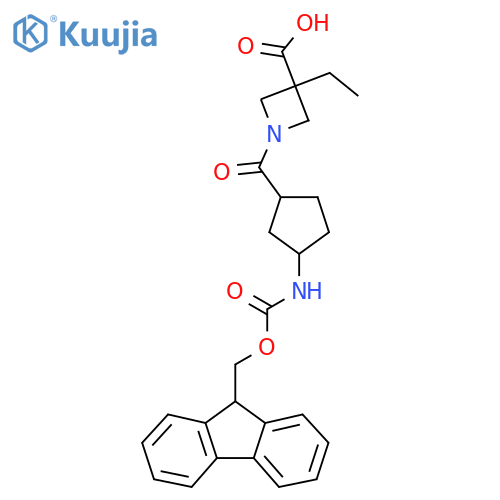 3-ethyl-1-3-({(9H-fluoren-9-yl)methoxycarbonyl}amino)cyclopentanecarbonylazetidine-3-carboxylic acid structure