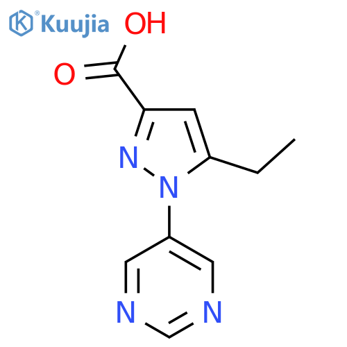 5-ethyl-1-(pyrimidin-5-yl)-1H-pyrazole-3-carboxylic acid structure