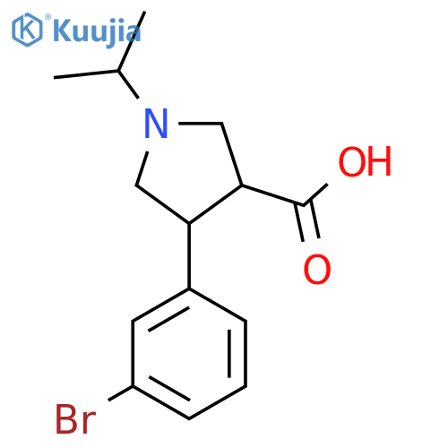 4-(3-bromophenyl)-1-(propan-2-yl)pyrrolidine-3-carboxylic acid structure