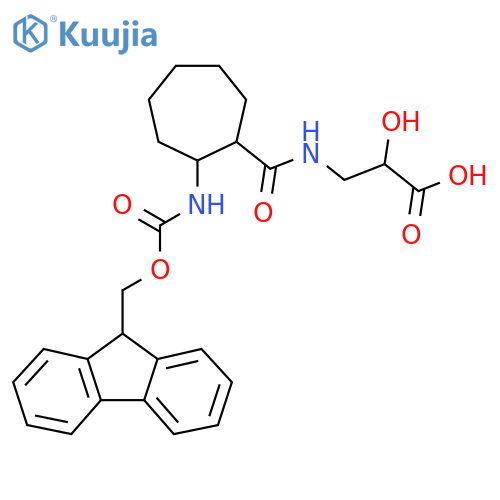 3-{2-({(9H-fluoren-9-yl)methoxycarbonyl}amino)cycloheptylformamido}-2-hydroxypropanoic acid structure
