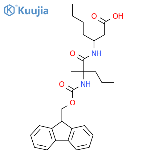 3-2-({(9H-fluoren-9-yl)methoxycarbonyl}amino)-2-methylpentanamidoheptanoic acid structure