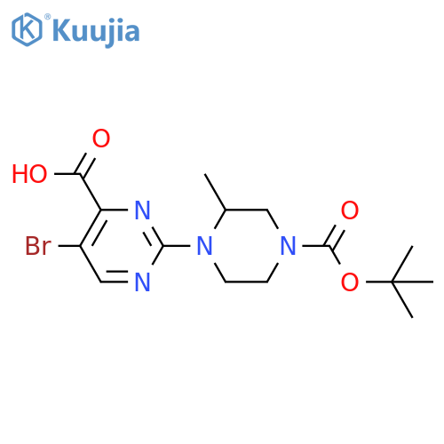 5-bromo-2-{4-(tert-butoxy)carbonyl-2-methylpiperazin-1-yl}pyrimidine-4-carboxylic acid structure