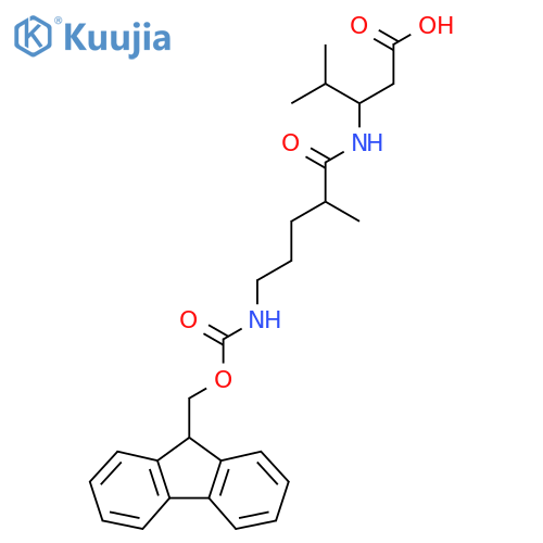 3-5-({(9H-fluoren-9-yl)methoxycarbonyl}amino)-2-methylpentanamido-4-methylpentanoic acid structure