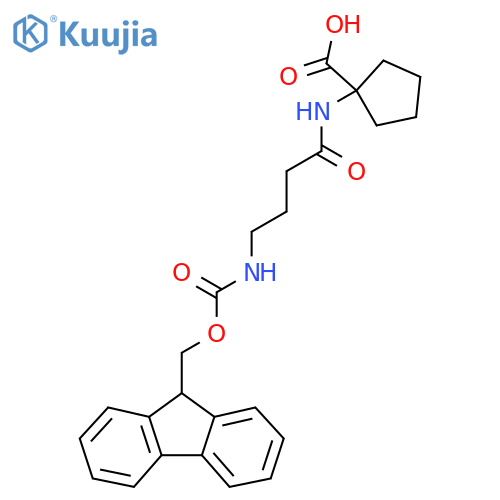 1-4-({(9H-fluoren-9-yl)methoxycarbonyl}amino)butanamidocyclopentane-1-carboxylic acid structure