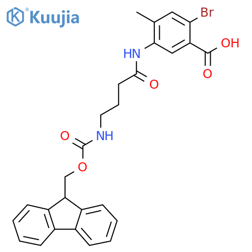 2-bromo-5-4-({(9H-fluoren-9-yl)methoxycarbonyl}amino)butanamido-4-methylbenzoic acid structure