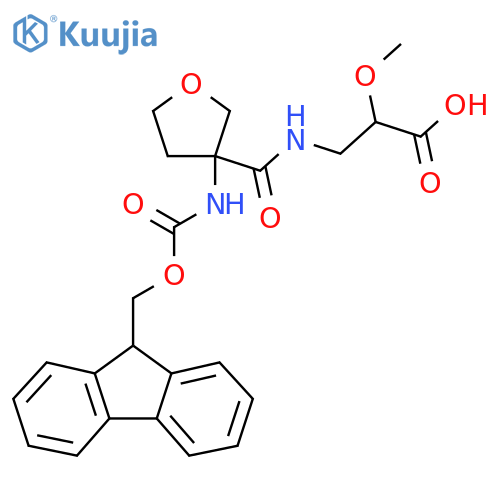 3-{3-({(9H-fluoren-9-yl)methoxycarbonyl}amino)oxolan-3-ylformamido}-2-methoxypropanoic acid structure