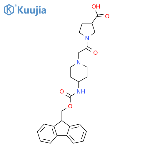 1-{2-4-({(9H-fluoren-9-yl)methoxycarbonyl}amino)piperidin-1-ylacetyl}pyrrolidine-3-carboxylic acid structure