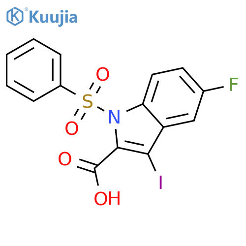 1-(benzenesulfonyl)-5-fluoro-3-iodo-1H-indole-2-carboxylic acid structure