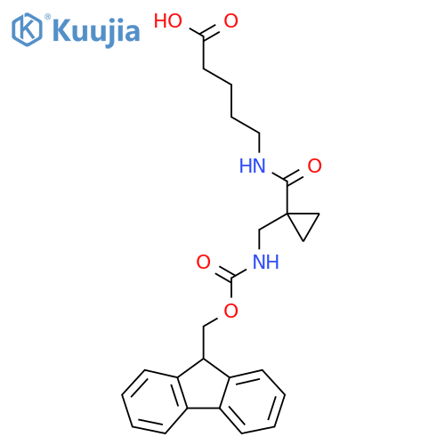 5-({1-({(9H-fluoren-9-yl)methoxycarbonyl}amino)methylcyclopropyl}formamido)pentanoic acid structure