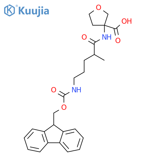 3-5-({(9H-fluoren-9-yl)methoxycarbonyl}amino)-2-methylpentanamidooxolane-3-carboxylic acid structure