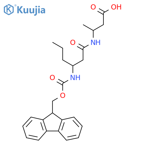 3-3-({(9H-fluoren-9-yl)methoxycarbonyl}amino)hexanamidobutanoic acid structure