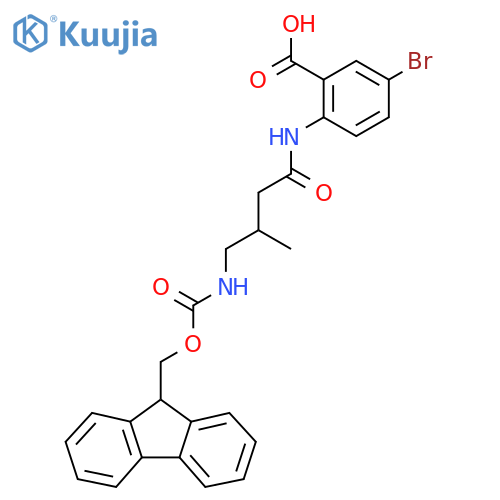 5-bromo-2-4-({(9H-fluoren-9-yl)methoxycarbonyl}amino)-3-methylbutanamidobenzoic acid structure