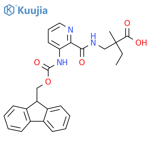 2-({3-({(9H-fluoren-9-yl)methoxycarbonyl}amino)pyridin-2-ylformamido}methyl)-2-methylbutanoic acid structure