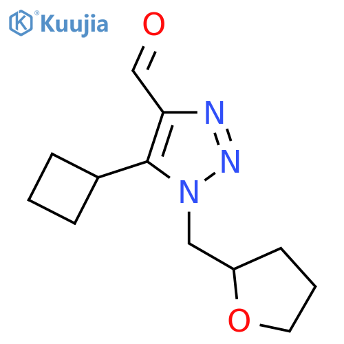 5-cyclobutyl-1-(oxolan-2-ylmethyl)-1H-1,2,3-triazole-4-carbaldehyde structure