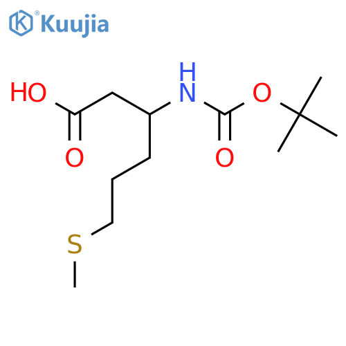 3-{(tert-butoxy)carbonylamino}-6-(methylsulfanyl)hexanoic acid structure