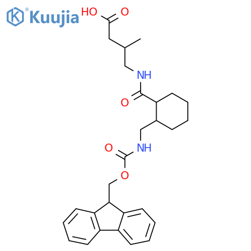 4-({2-({(9H-fluoren-9-yl)methoxycarbonyl}amino)methylcyclohexyl}formamido)-3-methylbutanoic acid structure