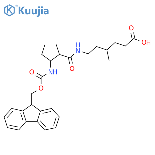 6-{2-({(9H-fluoren-9-yl)methoxycarbonyl}amino)cyclopentylformamido}-4-methylhexanoic acid structure