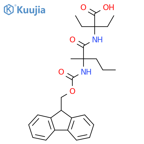 2-ethyl-2-2-({(9H-fluoren-9-yl)methoxycarbonyl}amino)-2-methylpentanamidobutanoic acid structure