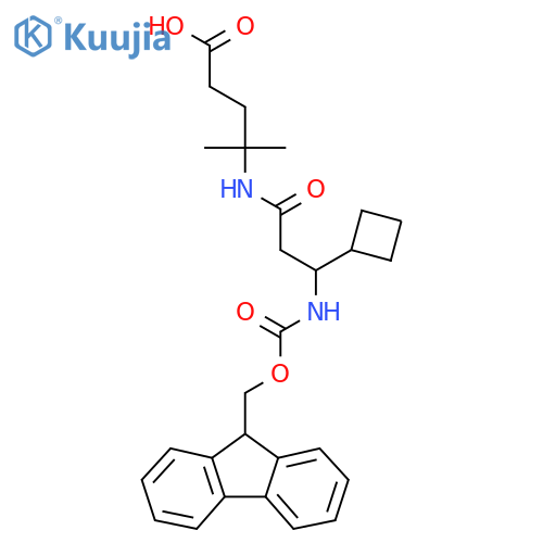4-3-cyclobutyl-3-({(9H-fluoren-9-yl)methoxycarbonyl}amino)propanamido-4-methylpentanoic acid structure