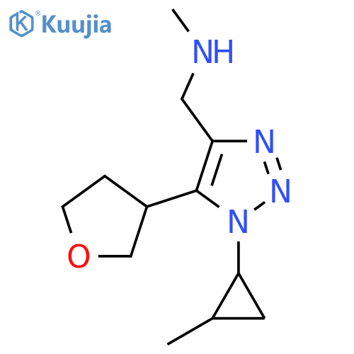 methyl({1-(2-methylcyclopropyl)-5-(oxolan-3-yl)-1H-1,2,3-triazol-4-ylmethyl})amine structure