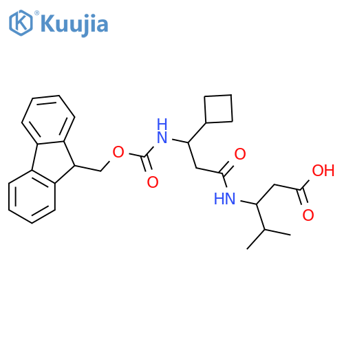 3-3-cyclobutyl-3-({(9H-fluoren-9-yl)methoxycarbonyl}amino)propanamido-4-methylpentanoic acid structure