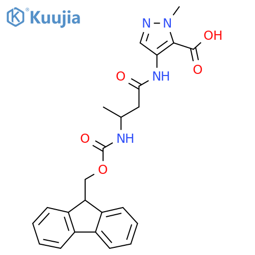 4-3-({(9H-fluoren-9-yl)methoxycarbonyl}amino)butanamido-1-methyl-1H-pyrazole-5-carboxylic acid structure
