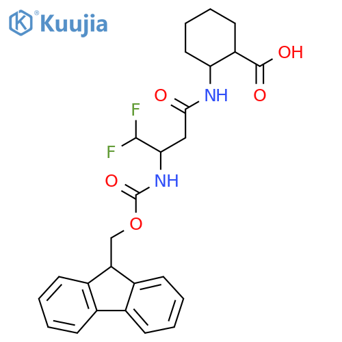 2-3-({(9H-fluoren-9-yl)methoxycarbonyl}amino)-4,4-difluorobutanamidocyclohexane-1-carboxylic acid structure