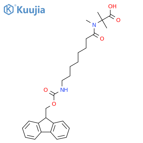 2-8-({(9H-fluoren-9-yl)methoxycarbonyl}amino)-N-methyloctanamido-2-methylpropanoic acid structure