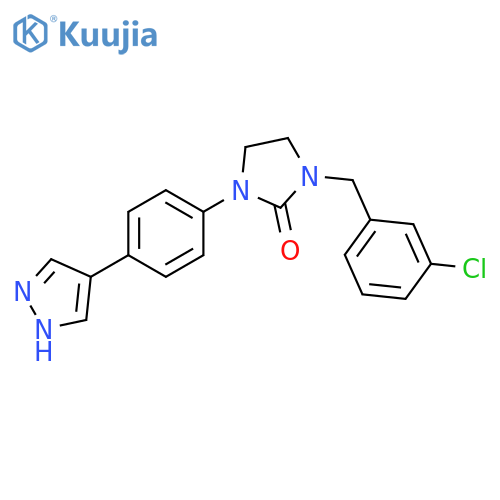 1-(3-chlorophenyl)methyl-3-4-(1H-pyrazol-4-yl)phenylimidazolidin-2-one structure