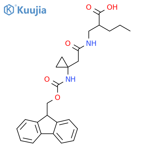 2-({2-1-({(9H-fluoren-9-yl)methoxycarbonyl}amino)cyclopropylacetamido}methyl)pentanoic acid structure