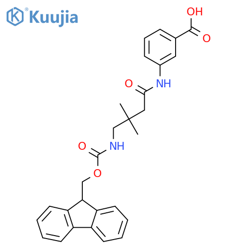 3-4-({(9H-fluoren-9-yl)methoxycarbonyl}amino)-3,3-dimethylbutanamidobenzoic acid structure