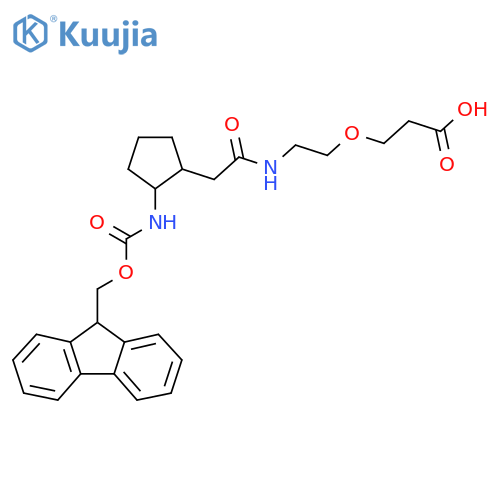 3-(2-{2-2-({(9H-fluoren-9-yl)methoxycarbonyl}amino)cyclopentylacetamido}ethoxy)propanoic acid structure