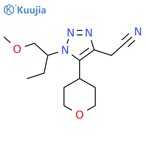 2-1-(1-methoxybutan-2-yl)-5-(oxan-4-yl)-1H-1,2,3-triazol-4-ylacetonitrile structure