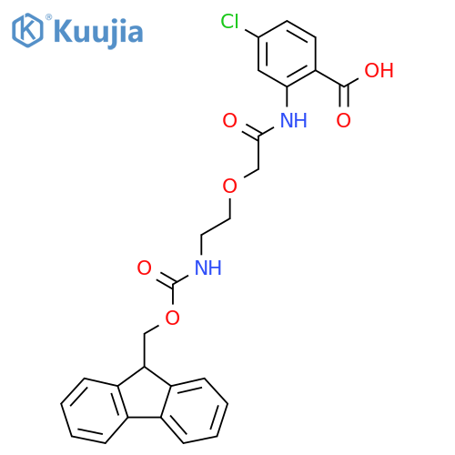 4-chloro-2-{2-2-({(9H-fluoren-9-yl)methoxycarbonyl}amino)ethoxyacetamido}benzoic acid structure
