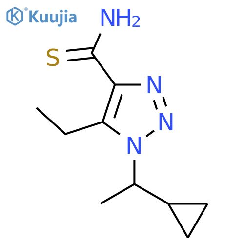 1-(1-cyclopropylethyl)-5-ethyl-1H-1,2,3-triazole-4-carbothioamide structure