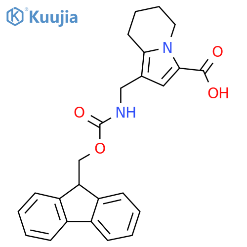 1-({(9H-fluoren-9-yl)methoxycarbonyl}amino)methyl-5,6,7,8-tetrahydroindolizine-3-carboxylic acid structure