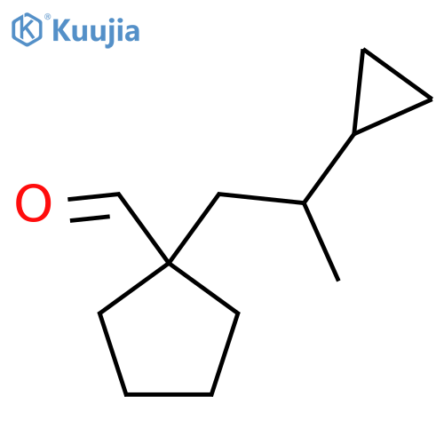 1-(2-cyclopropylpropyl)cyclopentane-1-carbaldehyde structure