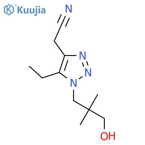 2-5-ethyl-1-(3-hydroxy-2,2-dimethylpropyl)-1H-1,2,3-triazol-4-ylacetonitrile structure