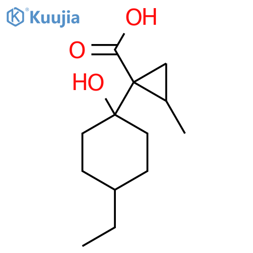 1-(4-ethyl-1-hydroxycyclohexyl)-2-methylcyclopropane-1-carboxylic acid structure