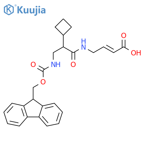4-2-cyclobutyl-3-({(9H-fluoren-9-yl)methoxycarbonyl}amino)propanamidobut-2-enoic acid structure