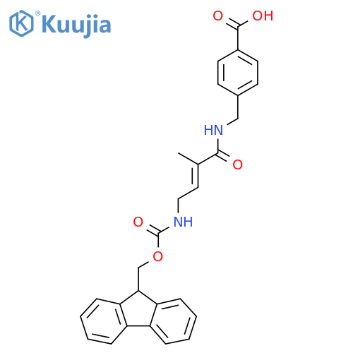 4-{4-({(9H-fluoren-9-yl)methoxycarbonyl}amino)-2-methylbut-2-enamidomethyl}benzoic acid structure